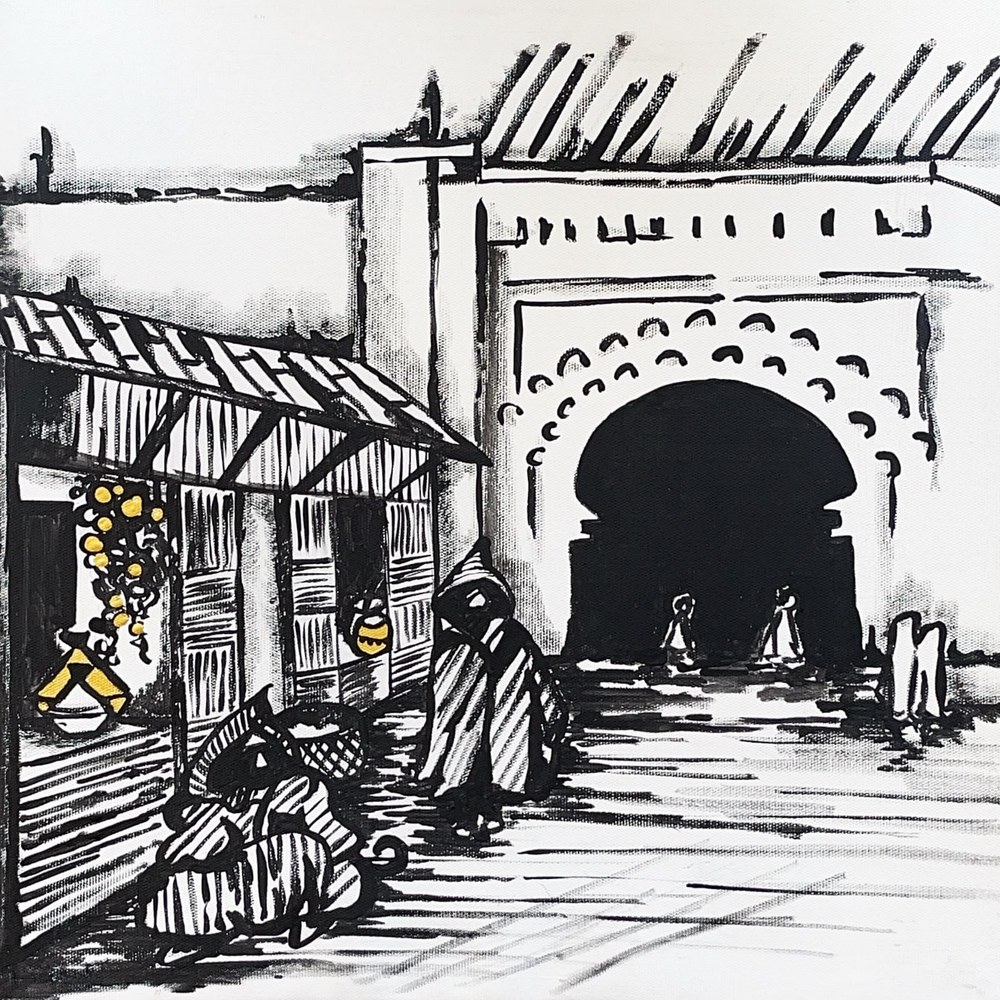 Guardians of the Medina., Acrylic over cotton canvas, 30x30cm