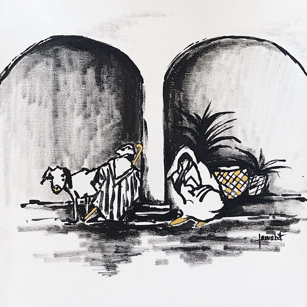 Between Him and Her., Acrylic over cotton canvas, 30x30cm